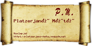 Platzerjanó Máté névjegykártya